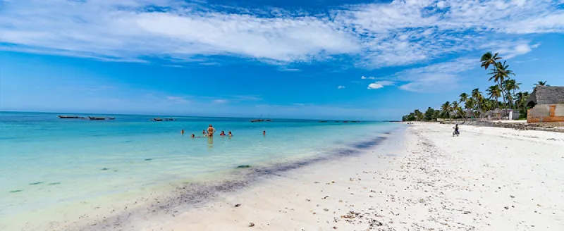 Zanzibar — white sand beach and dhow